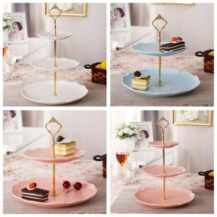 1 Set Süßigkeiten Candy Cupcake Tablett Hochzeit Party Kuchen Display Stand Zink-legierung Goldenen Ton tortenständer, Gold, Silver – Bild 4