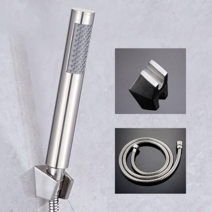 Dreiteiliger Anzug Badezimmer Wassersparende Druckbeaufschlagung Edelstahl-Rundstange Handdüse Duschkopf – Bild 2