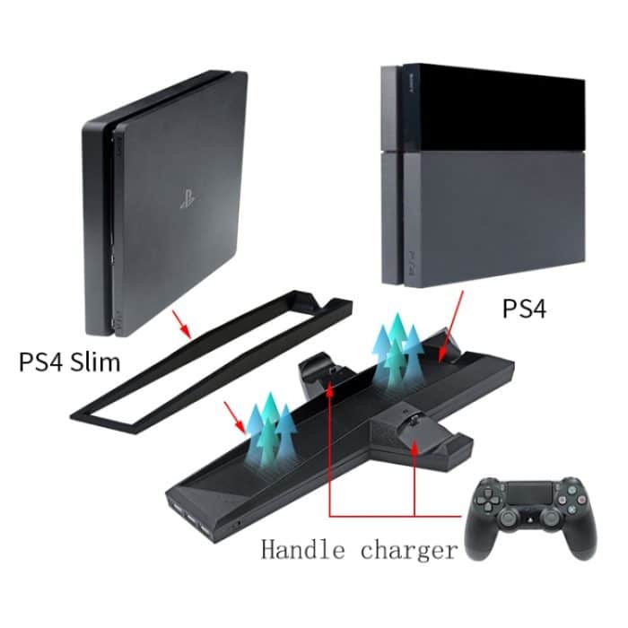 Spielekonsolenkühler und Ladestation mit zwei Griffen für PS4 / PS4 Slim, For PS4 / PS4 Slim – Bild 6