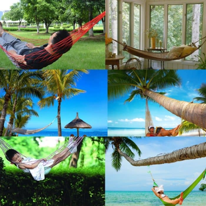 2 Stück 9-strängige Nylonseil-Hängematte, tragbare Camping-Freizeit-Netz-Hängematte, 240x80cm Blue, 240x80cm Green, 240x80cm Orange, 240x80cm Red, 240x80cm Military Green – Bild 10