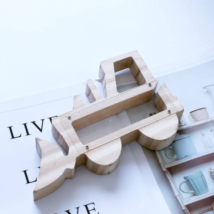 Hölzerner Gabelstapler ausgehöhlt Sparschwein Kinder Geschenk – Bild 4