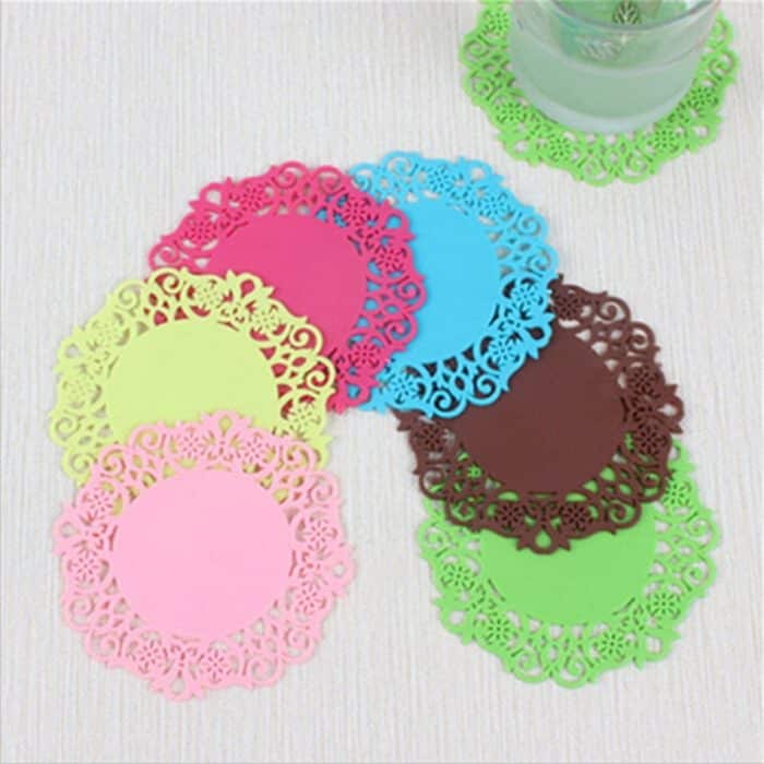 10 PCS Spitze Blume Heißer Untersetzer Silikon Tasse Pad Slip Isolierung Pad Tasse Matte Pad Heißer Getränke Halter – Bild 3