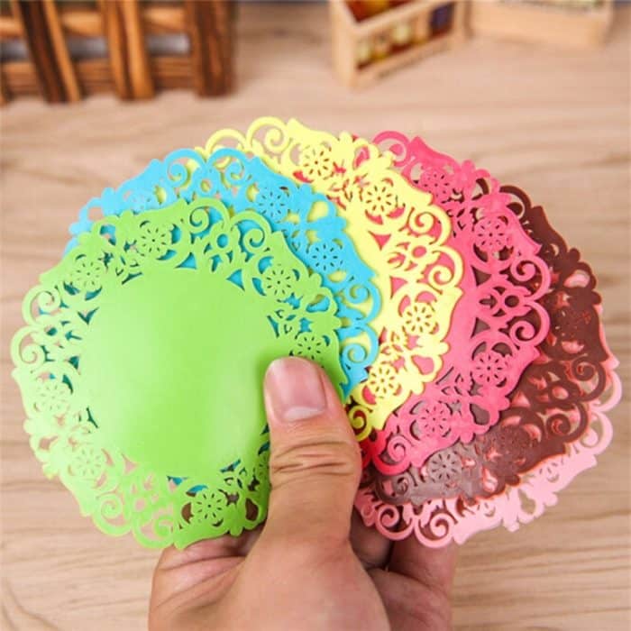 10 PCS Spitze Blume Heißer Untersetzer Silikon Tasse Pad Slip Isolierung Pad Tasse Matte Pad Heißer Getränke Halter – Bild 4
