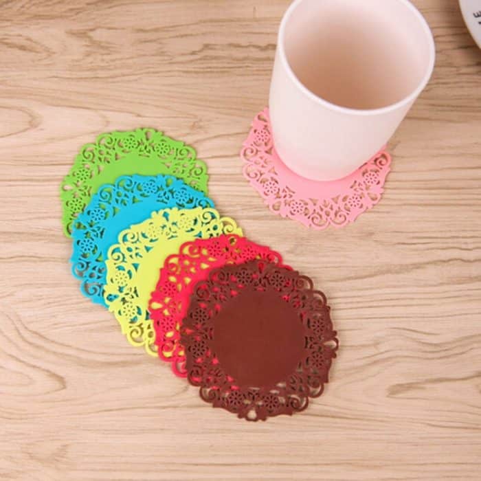 10 PCS Spitze Blume Heißer Untersetzer Silikon Tasse Pad Slip Isolierung Pad Tasse Matte Pad Heißer Getränke Halter – Bild 5