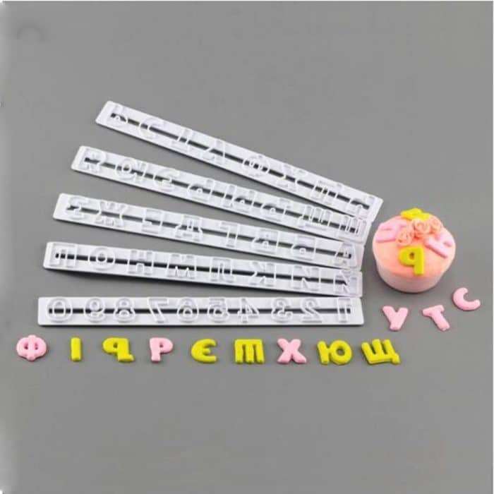 5 PCS Russische Buchstaben Fondant Formen Embosser Zucker Handwerk Alphabet Formen Kuchen Dessert Dekor DIY Backformen Werkzeuge, 24x2.6x0.6cm – Bild 6