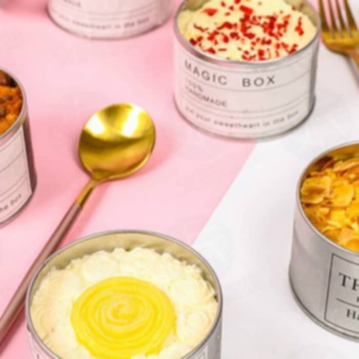 Tiefer, runder, transparenter Dachfensterdeckel, Blechdose, für Lebensmittel, Teedosen, Backen, Kuchen, 9cm x 9cm x 6cm – Bild 5