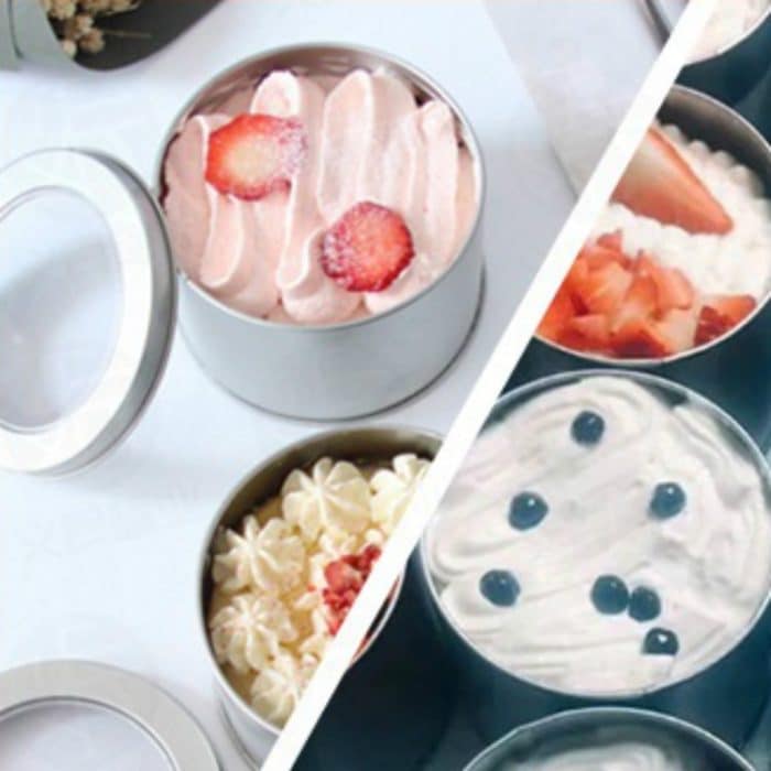 Tiefer, runder, transparenter Dachfensterdeckel, Blechdose, für Lebensmittel, Teedosen, Backen, Kuchen, 9cm x 9cm x 6cm – Bild 7