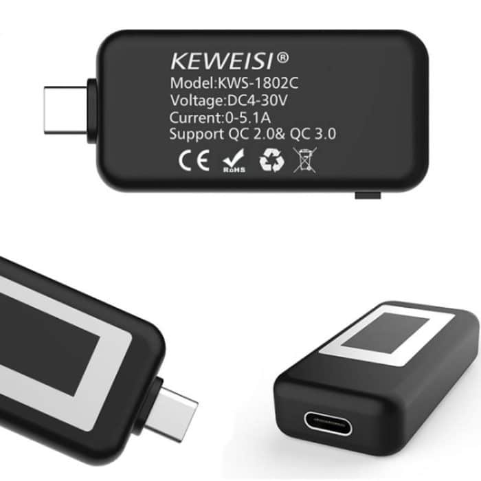 KEWEISI Multifunktions-Typ-C/USB-C-Tester, Ladegerät, Detektor, digitales Voltmeter, Amperemeter, Spannungsmesser – Bild 3