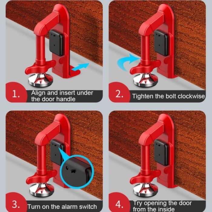 Schlösser Selbstverteidigung Türstopper Reise Unterkunft Türstopper Türschloss Sicherheitsgerät, Alarm Door Stop, Door Stop – Bild 14