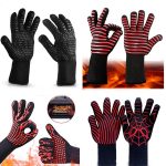 Hitzebeständige Hochtemperatur-Feuerbeständigkeit zum Kochen, Backen, Grillen, Grillen, Black ==, Red BBQ, Red Horizontal Stripes, Red Torch – Bild 3