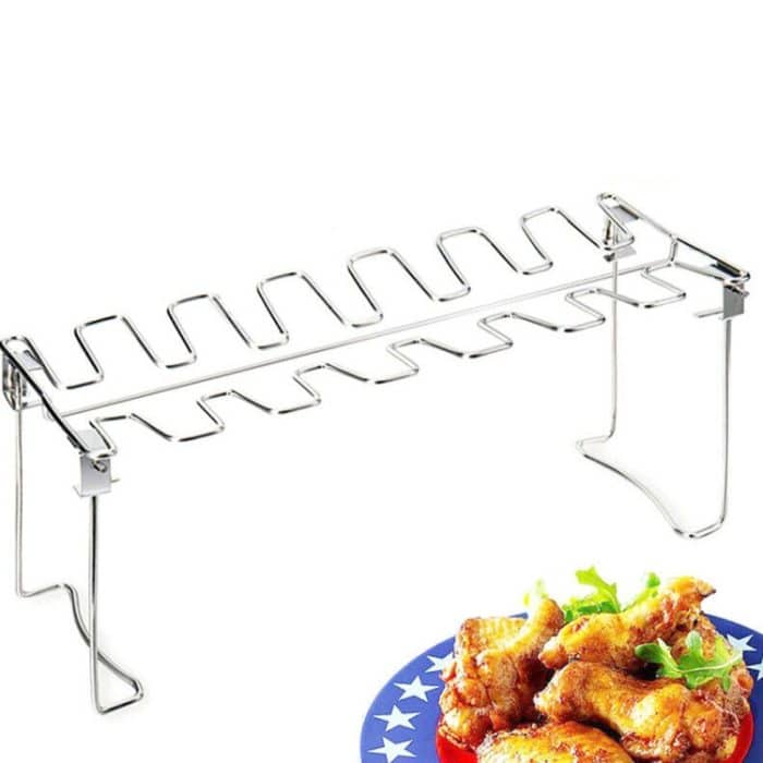 Hähnchenschenkel-Grillständer aus Edelstahl mit Auffangschale, Barbecue Rack – Bild 5