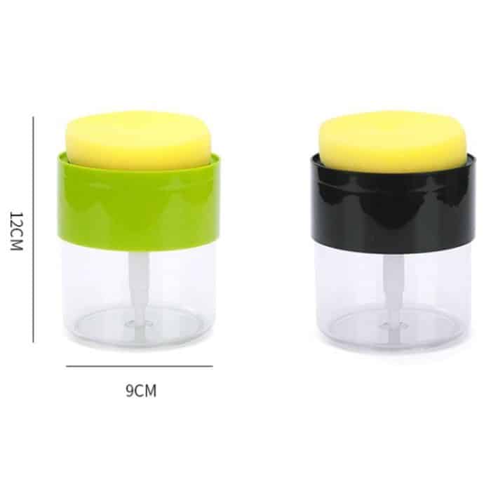 2 Stück Küchenwaschmittel-Pressflaschen-Wisch-Kombinations-Spülbürsten-Seife-Flüssigkeitsbox, 2pcs Black, 2pcs Green – Bild 2