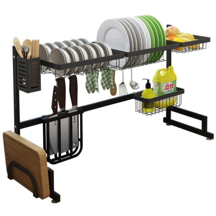 Küchenbedarf, Edelstahl-Spülbecken-Abflussregal, Geschirraufbewahrung, Arbeitsplatten-Organizer, Double Groove Drain Rack, Single Slot Drain Rack – Bild 1