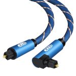 EMK 90 Grad drehbar, verstellbar, rechtwinklig, 360 Grad drehbar, Stecker, Nylongewebe, optisches Audiokabel, 1m(Blue), 1.5m(Blue), 2m(Blue), 3m(Blue), 5m(Blue), 8m(Blue), 10m(Blue), 15m(Blue), 20m(Blue), 25m(Blue), 30m(Blue)