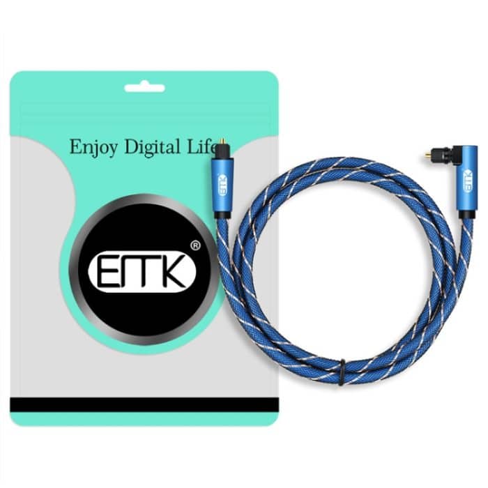 EMK 90 Grad drehbar, verstellbar, rechtwinklig, 360 Grad drehbar, Stecker, Nylongewebe, optisches Audiokabel, 1m(Blue), 1.5m(Blue), 2m(Blue), 3m(Blue), 5m(Blue), 8m(Blue), 10m(Blue), 15m(Blue), 20m(Blue), 25m(Blue), 30m(Blue) – Bild 6