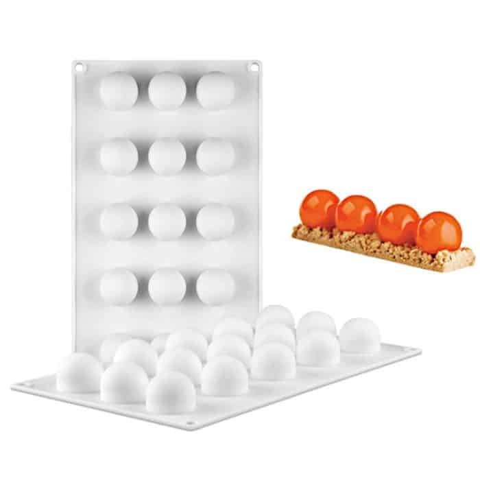 TBD0419829501.jpg 3 Stück Französisch Dessert 15 sogar kugelförmige Kuchenform Mousse Silikon kreative DIY Backform, 15 Even Spherical Cake Mold – Bild 1