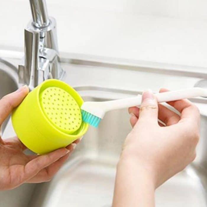 2 Sätze 2-in-1-Doppelkopf-Reinigungsbürste für Tür- und Fensterspalte, Topfbürste mit Schwanzschaber, 2 Sets 2 in 1 – Bild 5