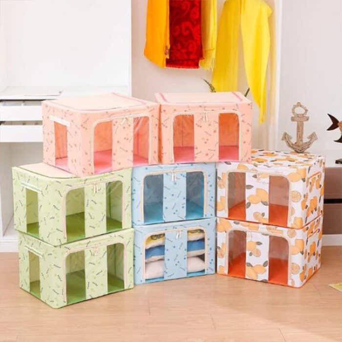 Faltbare Aufbewahrungsbox aus Vliesstoff mit Reißverschluss, feuchtigkeitsbeständige Aufbewahrungsbox für Kleidung, 55L 50x40x28cm – Bild 7