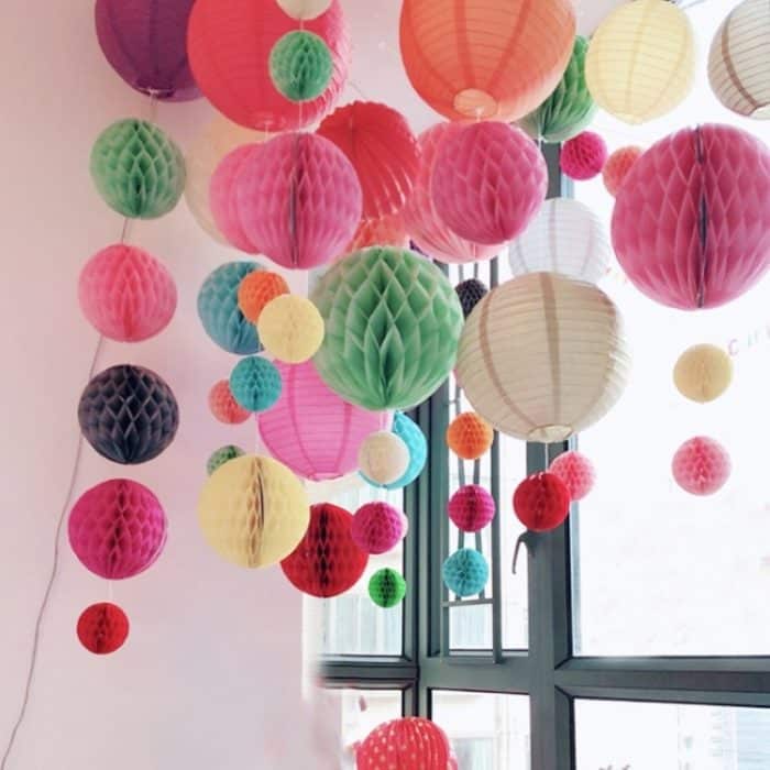 2 Stück Hochzeitsraumdekoration, festliche Mall-Dekoration, Papierwaben-Kugellaterne, 6 inches 15 cm, 8 inches 20 cm, 10 inches 25 cm, 12 inches 30 cm – Bild 6