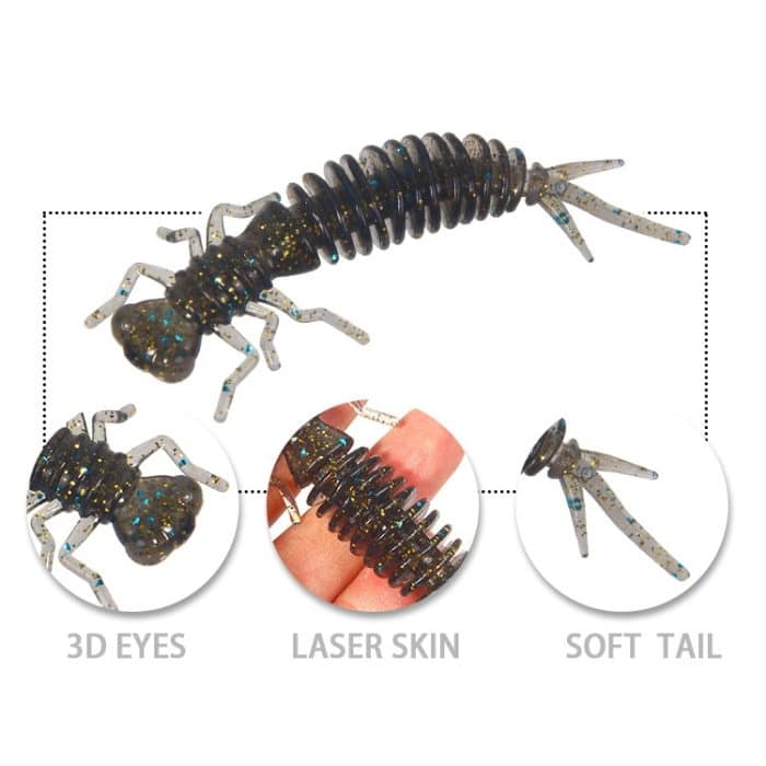 15 Stück 8-farbige Larven-Silikon-Softbait-Köder, 55MM – Bild 5