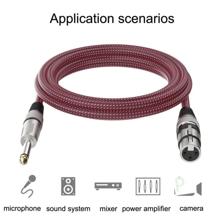 Rot und Schwarz Net TRS 6,35 mm Stecker auf Caron-Buchse, Mikrofon-XLR-Balance-Kabel, 0.5m, 1m, 1.8m, 3m, 5m, 8m, 10m, 12m, 15m, 20m – Bild 7