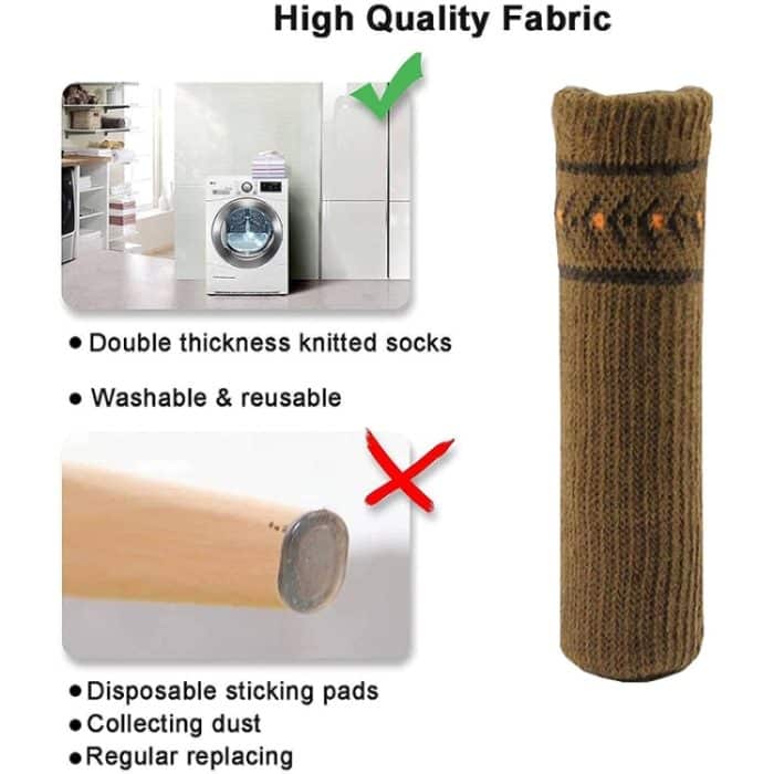 24 Stück Stuhlbeine, gestrickt, rutschfeste Bodenschutzkappe, kratzfeste Sockenabdeckung – Bild 6
