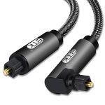 EMK 90 Grad drehbar, verstellbar, rechtwinklig, 360 Grad drehbar, Stecker, Nylongewebe, optisches Audiokabel, 1m(Black), 1.5m(Black), 2m(Black), 3m(Black), 5m(Black), 8m(Black), 10m(Black), 15m(Black), 20m(Black), 25m(Black), 30m(Black)