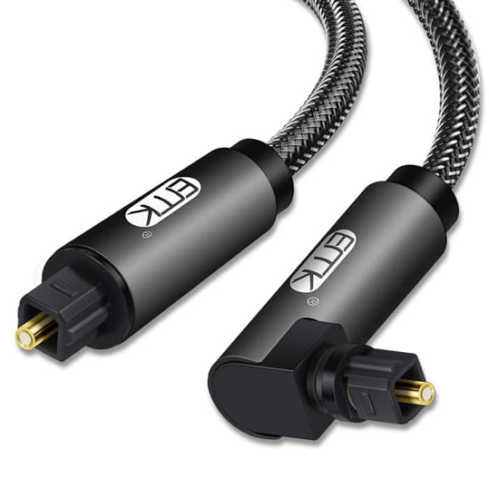 EMK 90 Grad drehbar, verstellbar, rechtwinklig, 360 Grad drehbar, Stecker, Nylongewebe, optisches Audiokabel, 1m(Black), 1.5m(Black), 2m(Black), 3m(Black), 5m(Black), 8m(Black), 10m(Black), 15m(Black), 20m(Black), 25m(Black), 30m(Black) – Bild 1