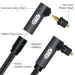EMK 90 Grad drehbar, verstellbar, rechtwinklig, 360 Grad drehbar, Stecker, Nylongewebe, optisches Audiokabel, 1m(Black), 1.5m(Black), 2m(Black), 3m(Black), 5m(Black), 8m(Black), 10m(Black), 15m(Black), 20m(Black), 25m(Black), 30m(Black) – Bild 3