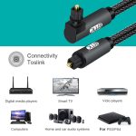 EMK 90 Grad drehbar, verstellbar, rechtwinklig, 360 Grad drehbar, Stecker, Nylongewebe, optisches Audiokabel, 1m(Black), 1.5m(Black), 2m(Black), 3m(Black), 5m(Black), 8m(Black), 10m(Black), 15m(Black), 20m(Black), 25m(Black), 30m(Black) – Bild 5