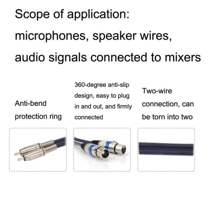 2RCA-Stecker 2XLR Caron-Buchse Lautsprecher-Audio-Balance-Kabel, 0.5m, 1m, 1.5m, 2m, 3m, 5m, 10m, 20m – Bild 3