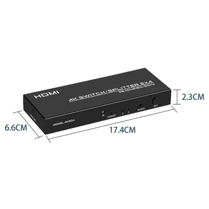 FJGEAR FJ-4K204 2 In 4 Out HD 4K Audio HDMI Switch Distributor, FJ-4K204 EU Plug, FJ-4K204 US Plug – Bild 2