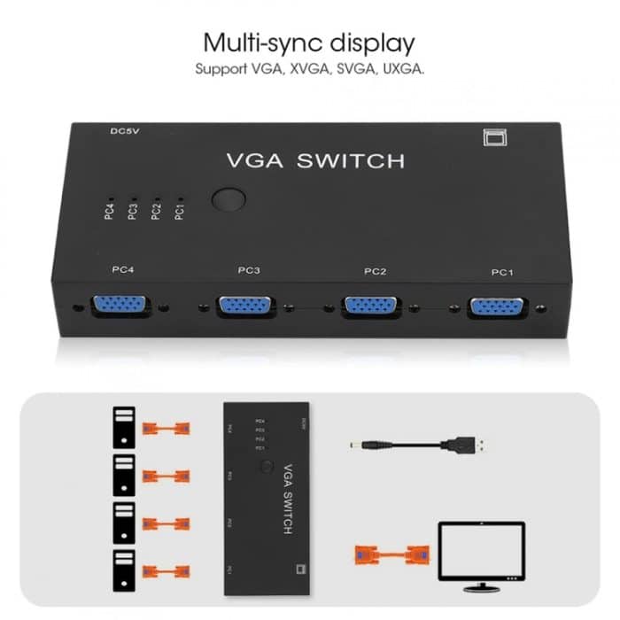 VGA Switcher mit vier Eingängen und einem Ausgang Computer VGA Video Converter – Bild 4