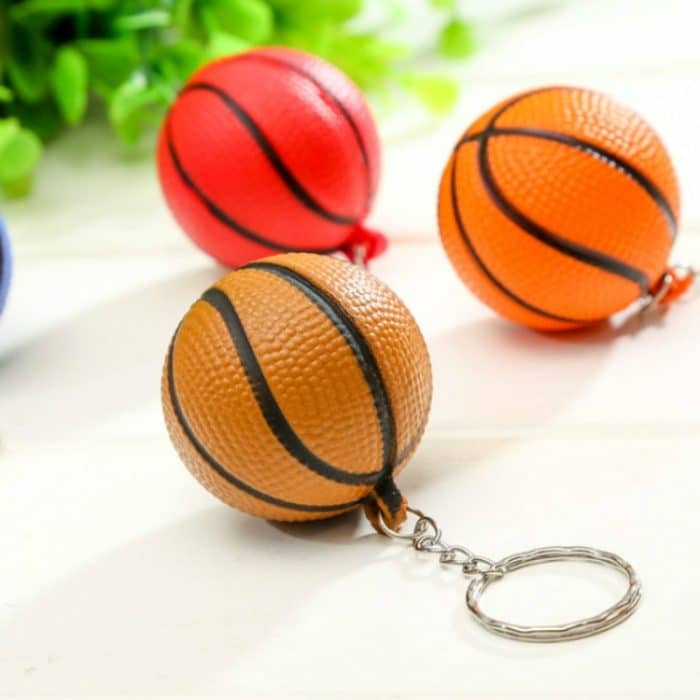 TBD0423019001A.jpg 5 Stück Kunststoff-Mini-Basketball-Schlüsselanhänger für Herren, Auto-Schlüsselanhänger, Sport-Souvenir, Urlaubsgeschenk, zufällige Farblieferung, Basketball Shape – Bild 1