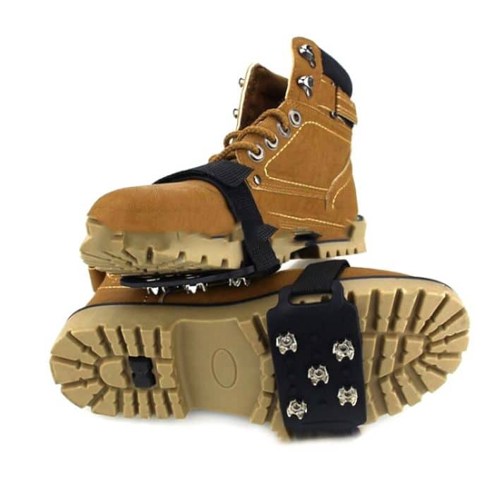 1 Paar rutschfeste Schuhüberzüge aus Silikon mit 5 Zähnen zum Schnüren, für den Außenbereich, für Eis, Schnee, Boden – Bild 2