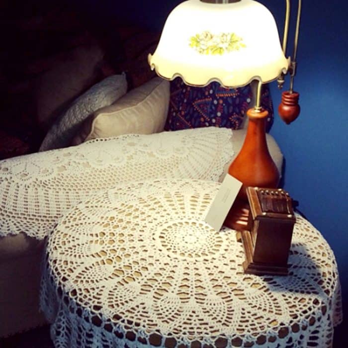 Exquisite handgefertigte Häkelnadel-Blumengarten-Mori-Baumwollspitze, durchbrochen gewebt, runde Tischdecke, 60cm Diameter – Bild 5