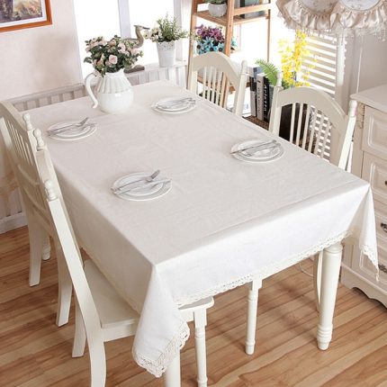 Leinen Baumwolle verdicken Tischdecke Saum Splice waschbare Kaffee-Dinner-Tischdecke für Hochzeitsbankett, 120x160cm
