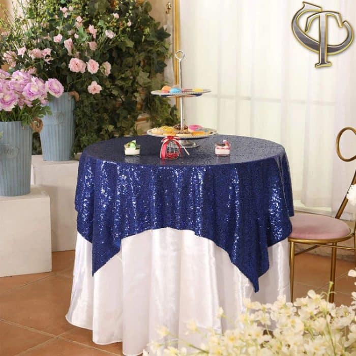 2 Stück runde Tischdekoration, Hotel-Hochzeitsbankett-Dekoration, bestickte Pailletten-Tischdecke, 60cm – Bild 5