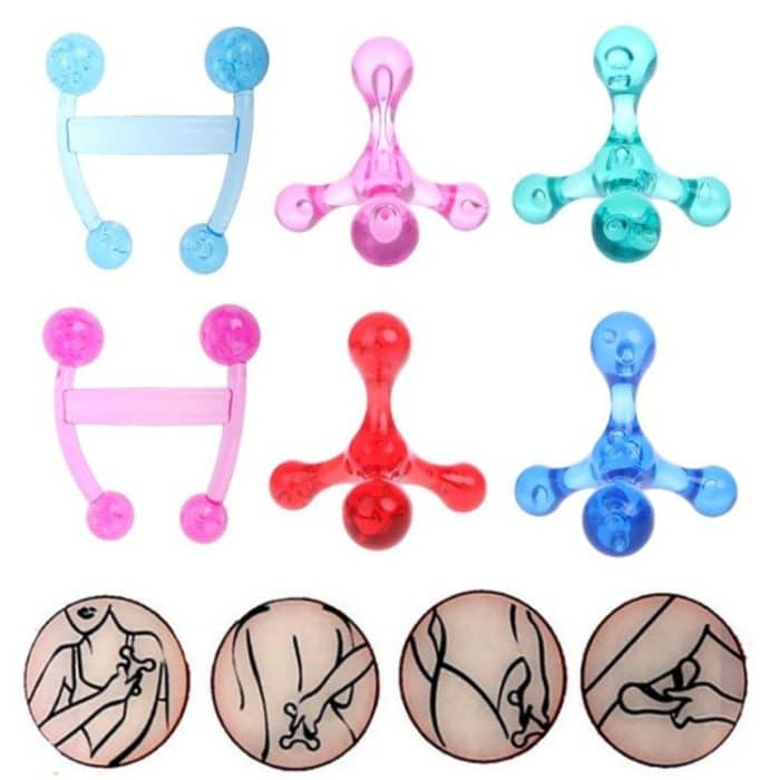 Frosch-Massagegerät, manuelles Balance-Vier-Ball-Massagegerät, Taillenmassageball, H-shaped Light Blue, H-shaped Light Pink, Four-ball Pink, Four-ball Blue, Four-ball Green, Four-ball Red – Bild 3