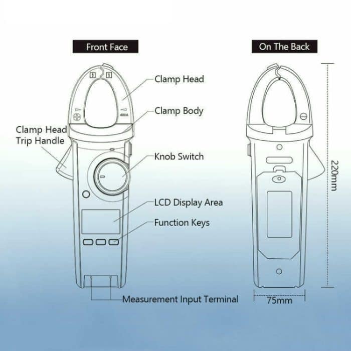 Digitales Zangenmessgerät, AC-DC-Spannungsdetektor, UT213A 400A, UT213B 400A, UT213C 400A – Bild 4