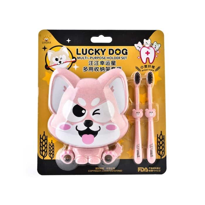 Cartoon-Hunde-Saugwand-Zahnbürsten-Zahnpasta-Regal, Größe: 16 x 14 x 5 cm – Bild 4
