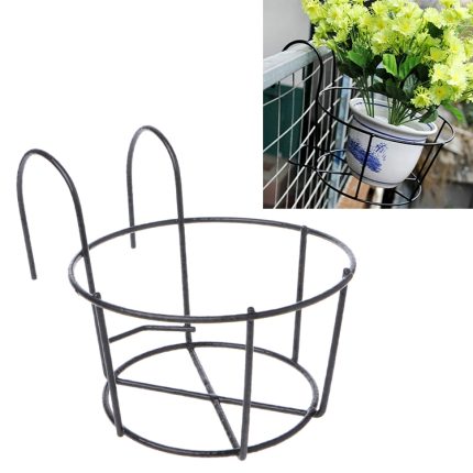 Balkonzaun Runder Blumenständer aus Metall Schmiedeeiserner Wand-Blumentopfständer, S, M, L, XL