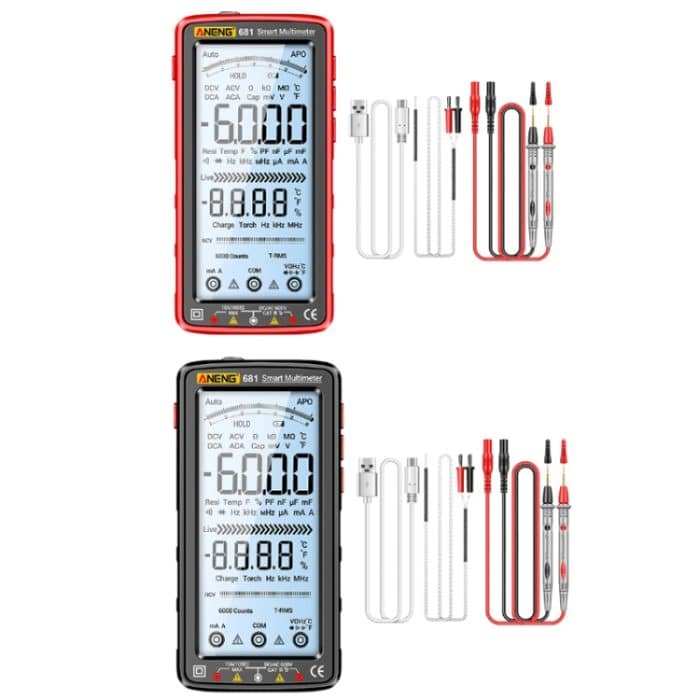 ANENG 681 LCD-Digitalanzeige, intelligenter automatischer Bereich, wiederaufladbares Multimeter, 681 Red, 681 Black – Bild 2