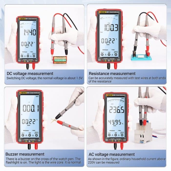 ANENG 681 LCD-Digitalanzeige, intelligenter automatischer Bereich, wiederaufladbares Multimeter, 681 Red, 681 Black – Bild 11