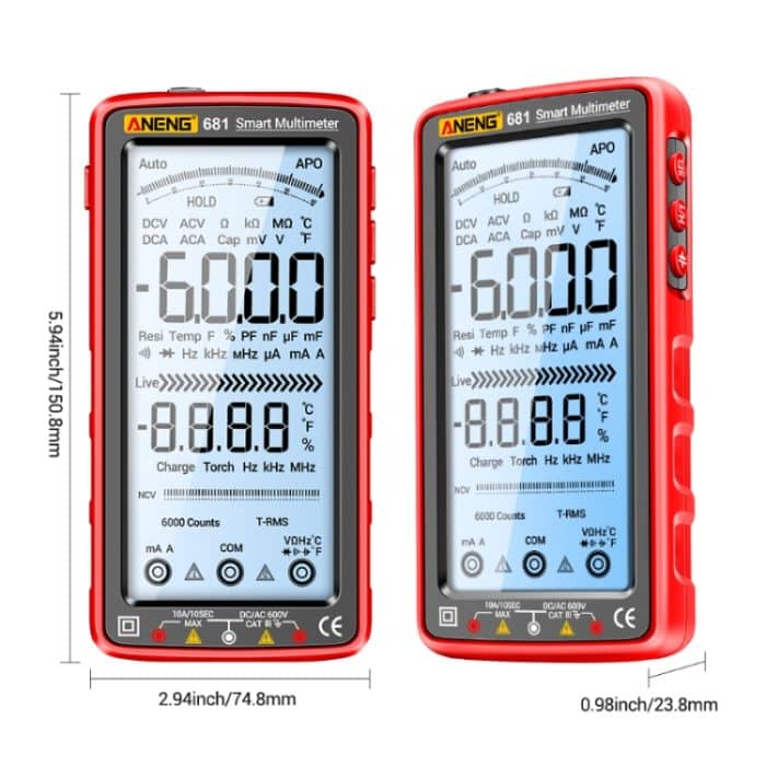 ANENG 681 LCD-Digitalanzeige, intelligenter automatischer Bereich, wiederaufladbares Multimeter, 681 Red, 681 Black – Bild 3