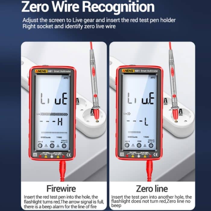 ANENG 681 LCD-Digitalanzeige, intelligenter automatischer Bereich, wiederaufladbares Multimeter, 681 Red, 681 Black – Bild 8