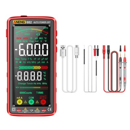ANENG 682 Smart VA Reverse Display Automatischer Bereich Wiederaufladbares Multimeter, 682 Red, 682 Black