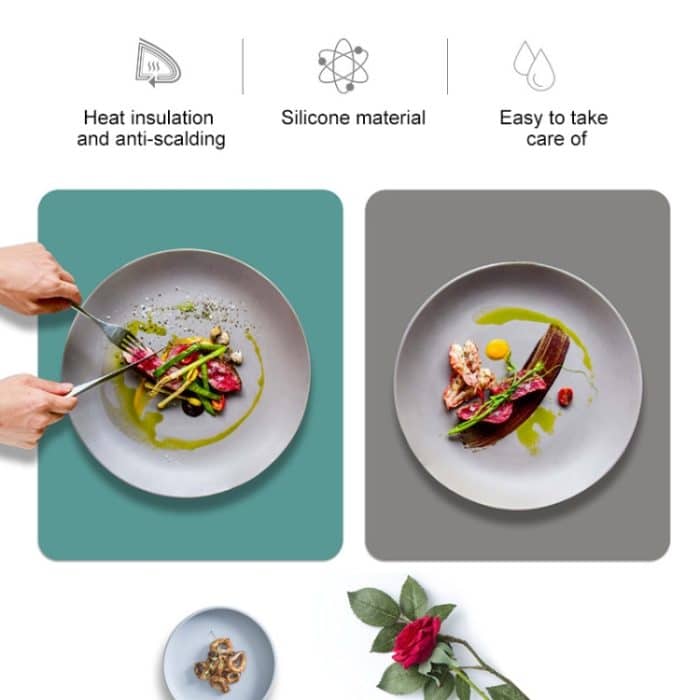 Nordischer Stil, lebensmittelechtes Silikon-Pad, Geschirr, umweltfreundliches Isolierpad, Tischset, Green, Orange, Beige, Sky Blue, Dark Gray – Bild 4