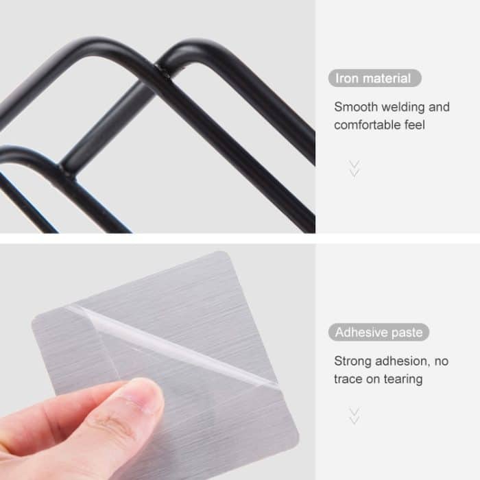 Schmiedeeisernes Badezimmerregal zur Wandmontage, Free Punch-Toilettenregal, Square (Black), Square (White) – Bild 4