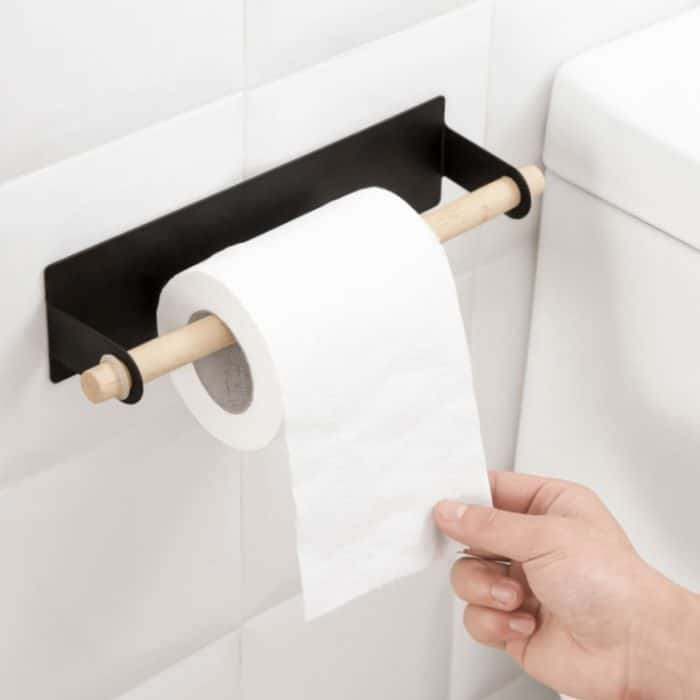 Nicht perforierter Küchenpapierhalter, Lappenrollenpapier-Aufbewahrungsregal, Toiletten- und Badezimmer-Handtuchhalter, Black, White – Bild 1